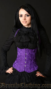 Purple Brocade Shoulder Q Corset