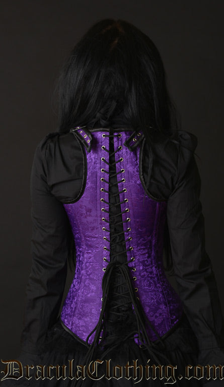 Purple Brocade Shoulder Q Corset