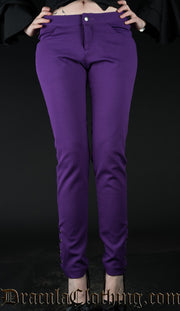 PURPLE FIVE BUTTON PANTS