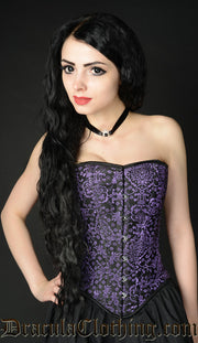 PURPLE JACQUARD OVERBUST CORSET