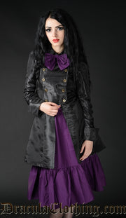 Black Satin Military Coat