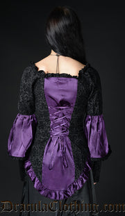 PURPLE SATIN BROCADE BLOUSE