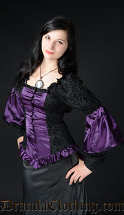 PURPLE SATIN BROCADE BLOUSE