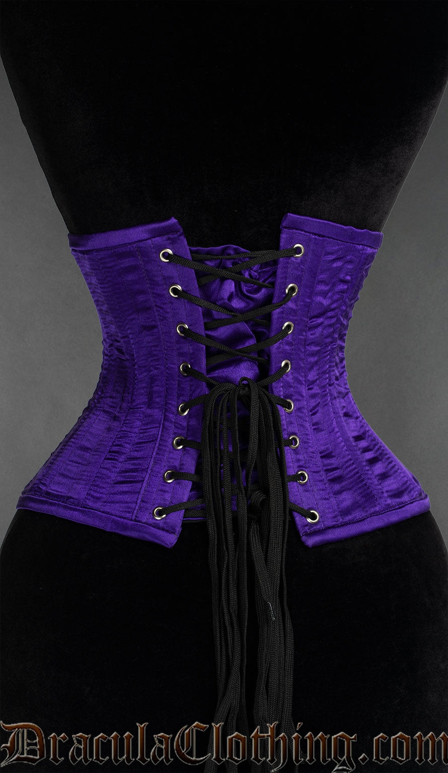 Purple Satin Double Boned Waist Cincher