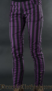 Purple Striped Five Button Pants