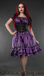 Purple Striped Satin Gothabilly Dress