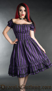 Purple Striped Gothabilly Dress