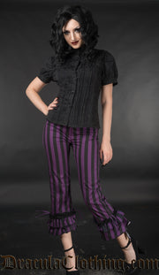 Purple Striped Ruffle Pants