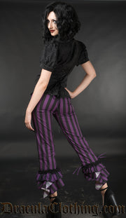 Purple Striped Ruffle Pants