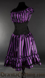 Purple Striped Satin Gothabilly Dress