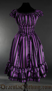 Purple Striped Satin Gothabilly Dress