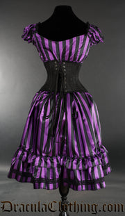 Purple Striped Satin Gothabilly Dress