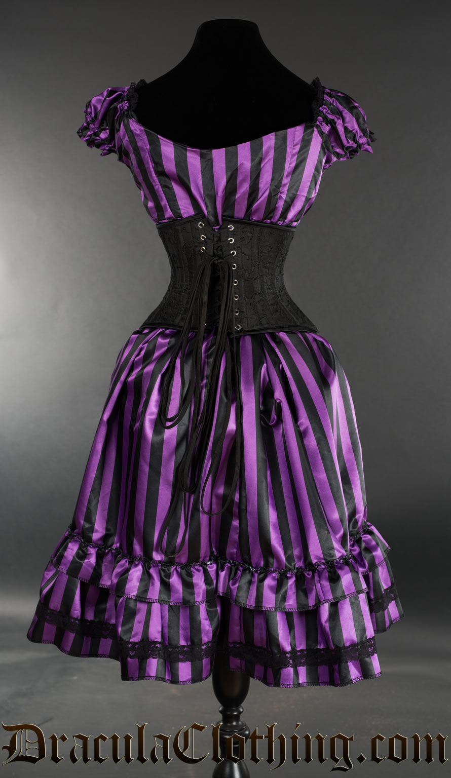 Purple Striped Satin Gothabilly Dress Purple Striped Satin Gothabilly Dress