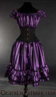 Purple Striped Satin Gothabilly Dress