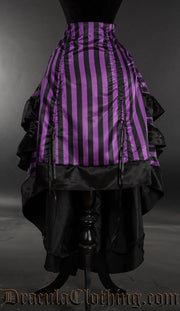 Purple Striped Satin Layer Bustle Skirt