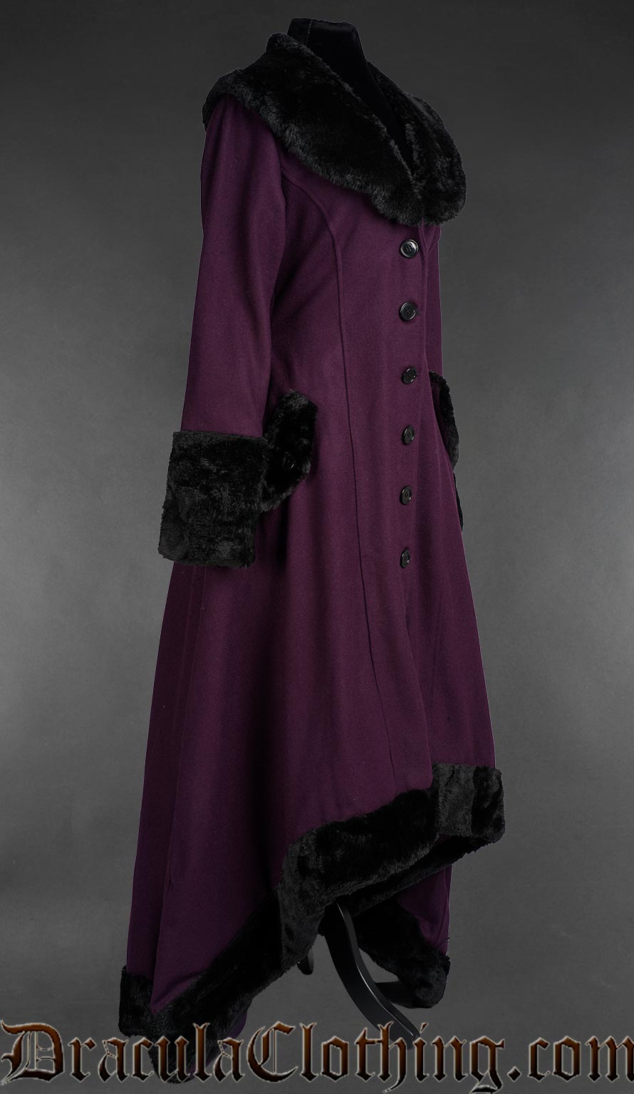 Purple Wool Pocket Winter Coat
