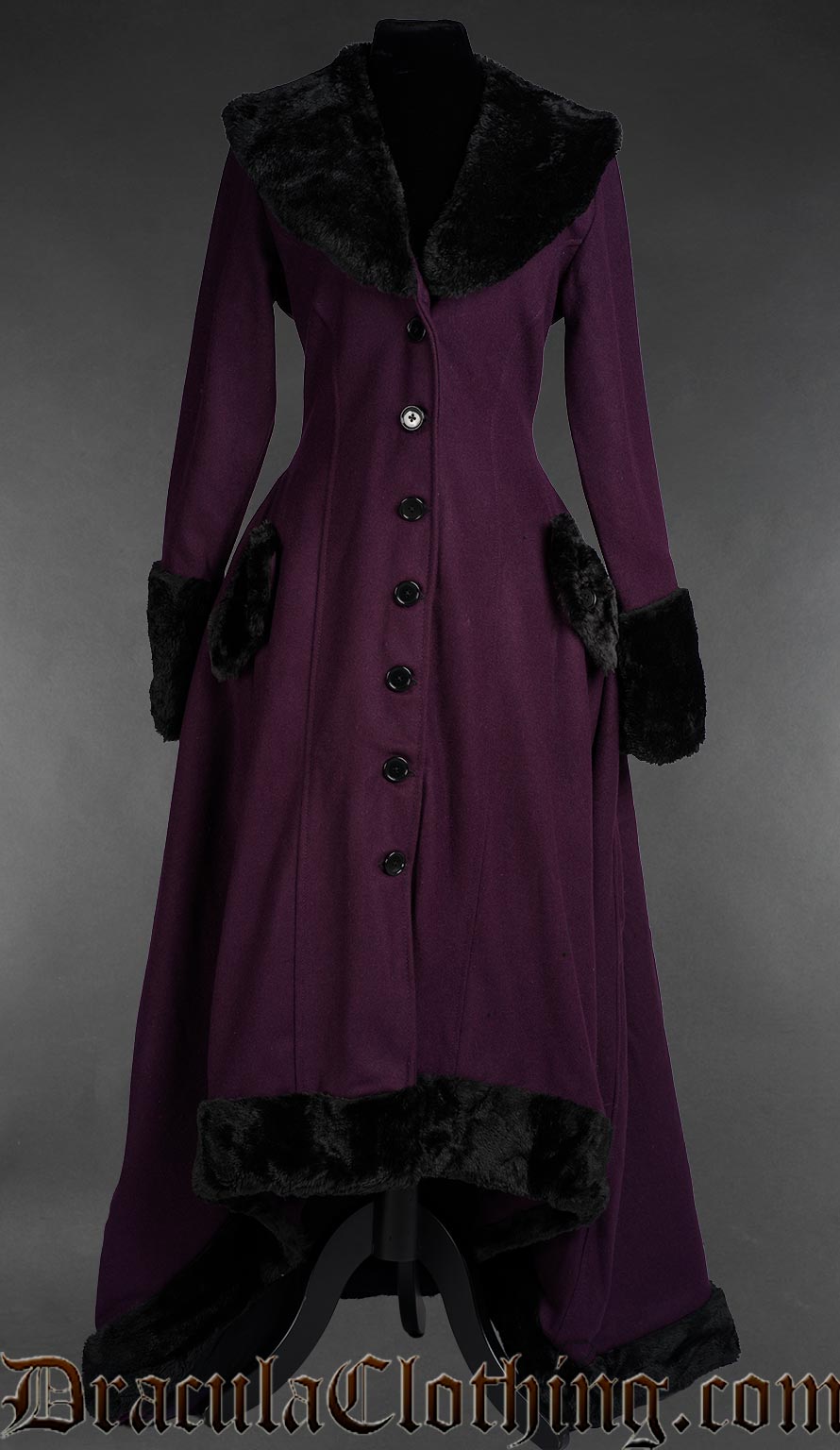 Purple Wool Pocket Winter Coat