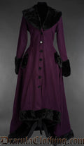 Purple Wool Pocket Winter Coat
