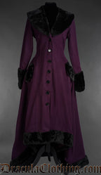 Purple Wool Pocket Winter Coat