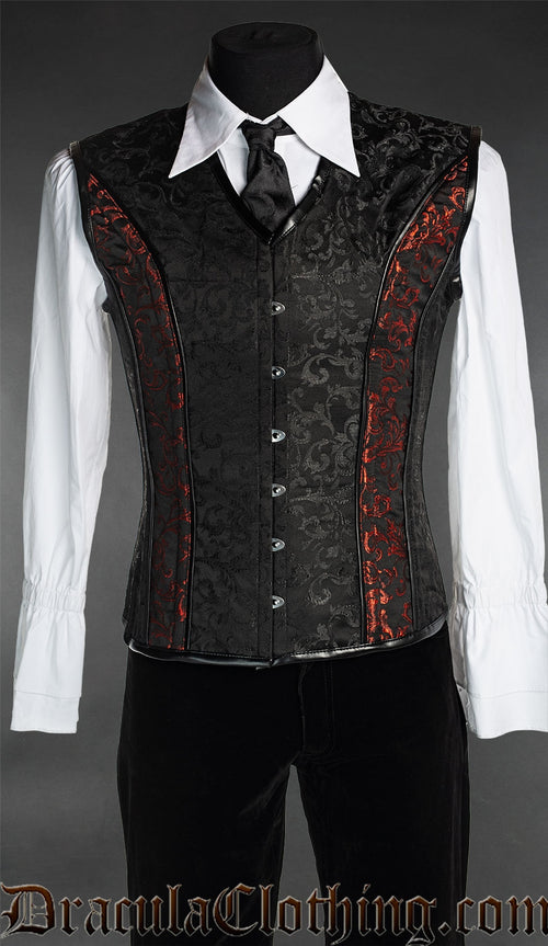 red dress shirt with black vest Black And Red Corset Vest 22
