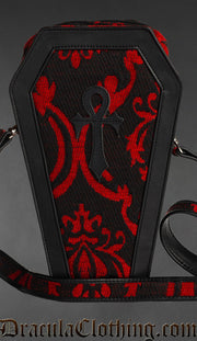 Red Brocade Ankh Coffin Bag