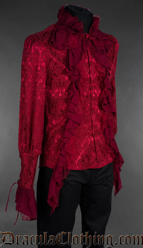 Red Brocade Aristocrat Shirt