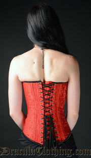 RED BROCADE CLASP OVERBUST