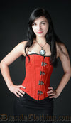 RED BROCADE CLASP OVERBUST