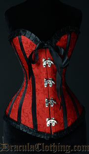 Red Brocade Romantic Clasp Overbust