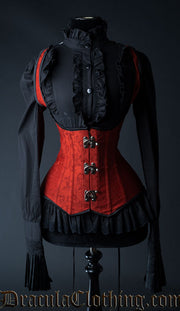 Red Brocade Shoulder Clasp Corset