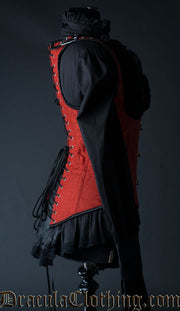 Red Brocade Shoulder Clasp Corset