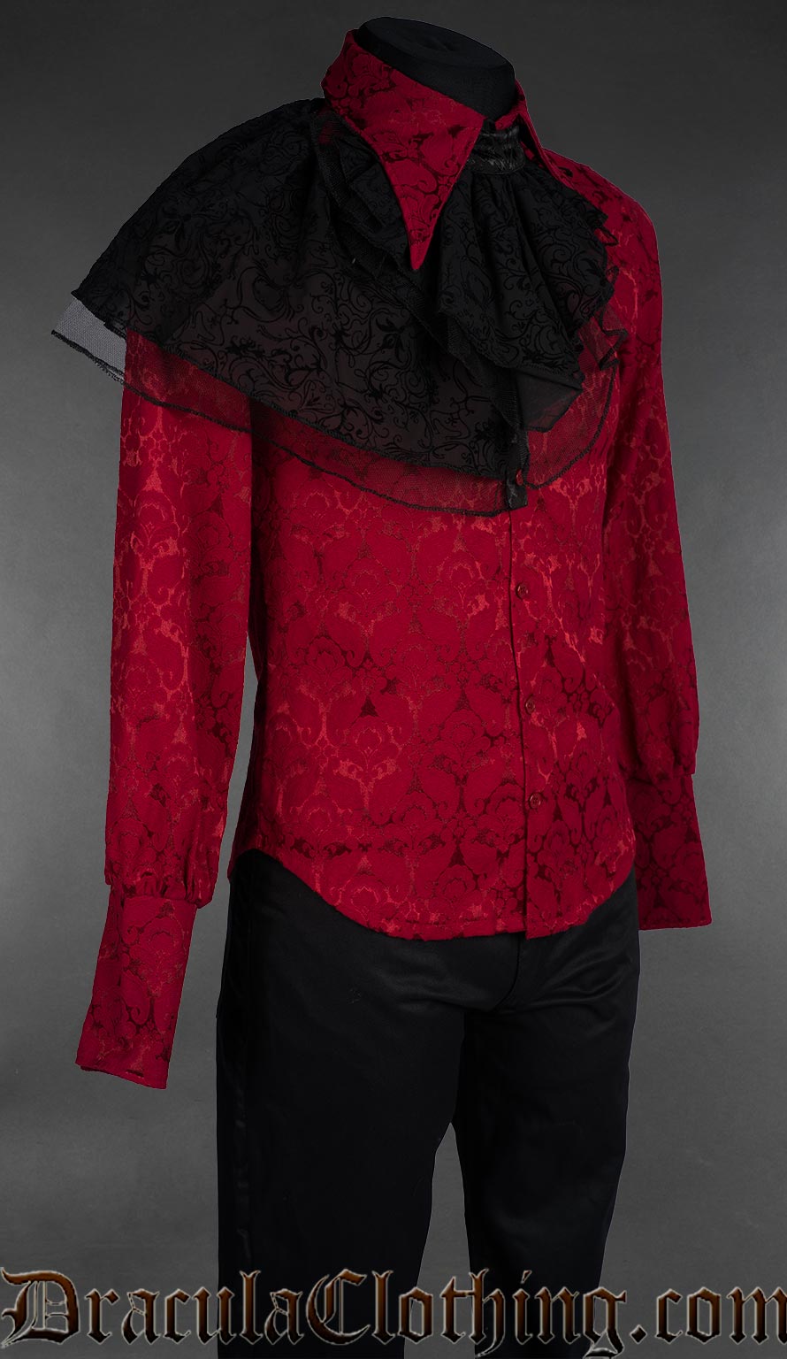 Red Brocade Corporate Goth Shirt