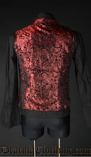 Red Brocade Double Buttoned Vest