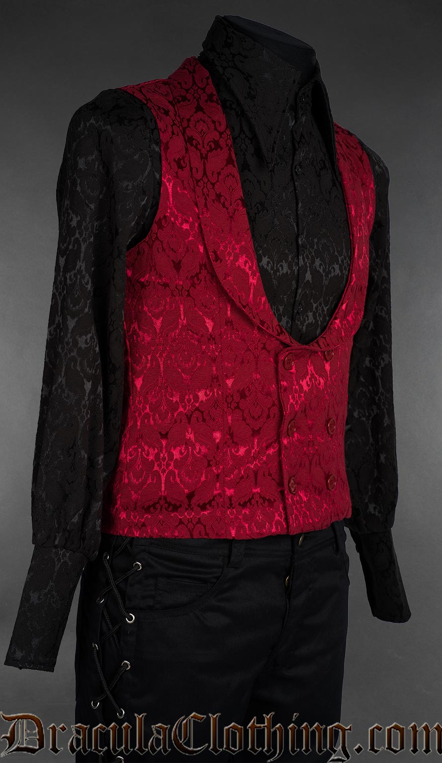 Red Brocade Dracula Waistcoat