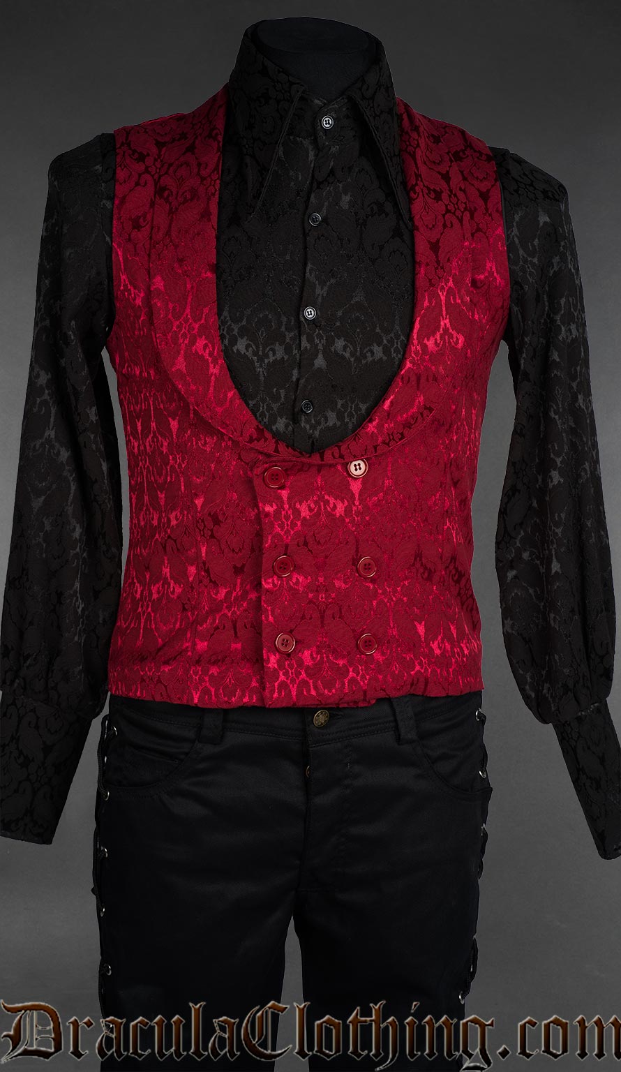Red Brocade Dracula Waistcoat
