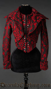 Chaqueta de reina malvada con brocado rojo