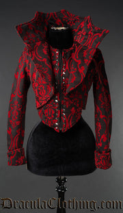 Chaqueta de reina malvada con brocado rojo