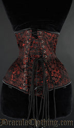 Red Brocade Extreme Waist Clasp Corset 