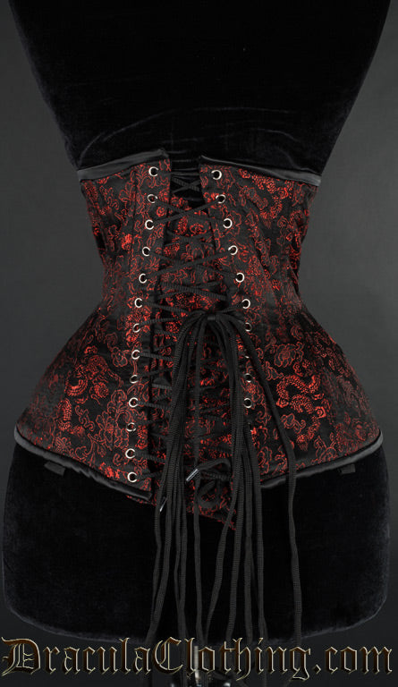 Red Brocade Extreme Waist Clasp Corset 