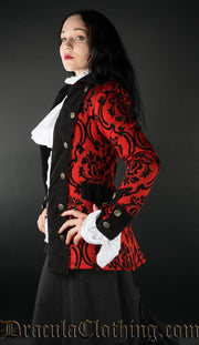 Crimson Brocade Female Pirate Jacket