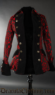 Red Brocade Female Pirate Jacket