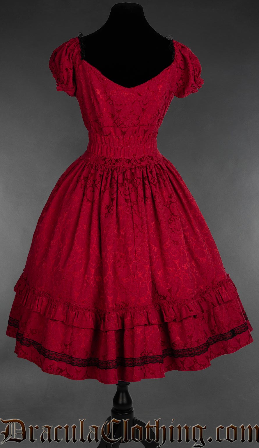 Red Brocade Gothabilly Dress