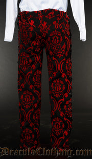 Red Brocade Laced Pants