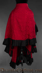 Red Brocade Layer Bustle Skirt