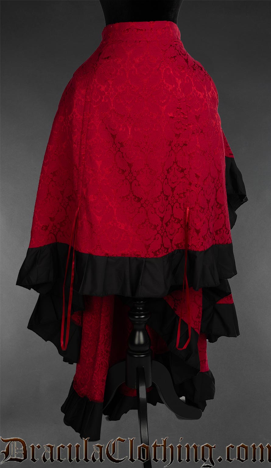 Red Brocade Layer Bustle Skirt