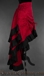 Red Brocade Layer Bustle Skirt