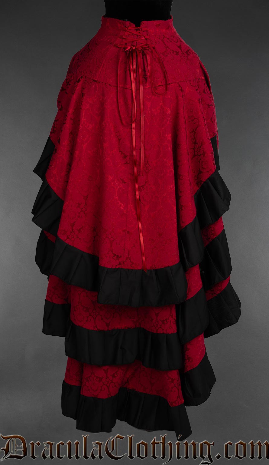 Red Brocade Layer Bustle Skirt