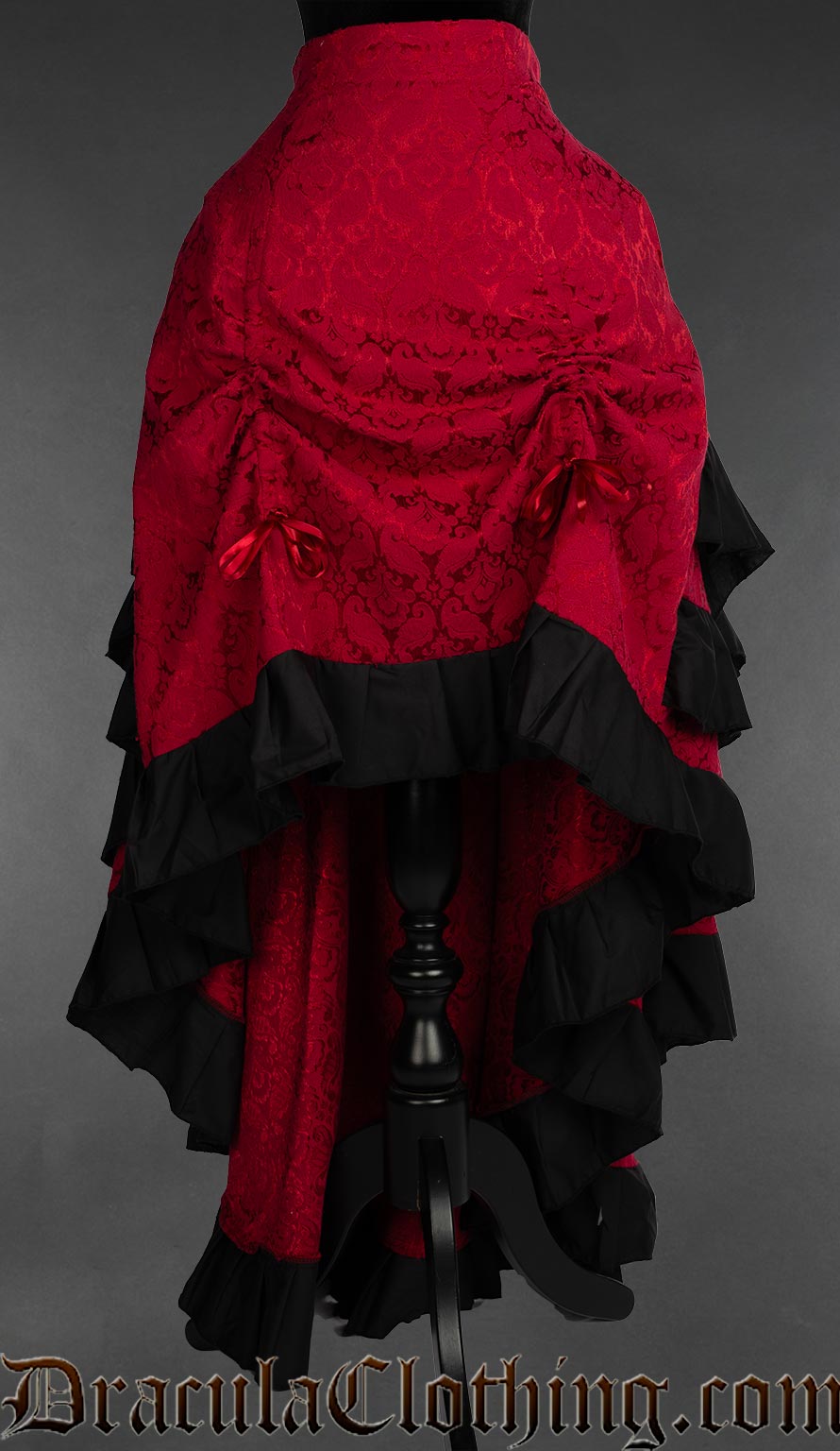 Red Brocade Layer Bustle Skirt