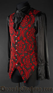 Red Brocade Long Vest