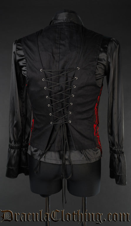 Red Brocade Long Vest